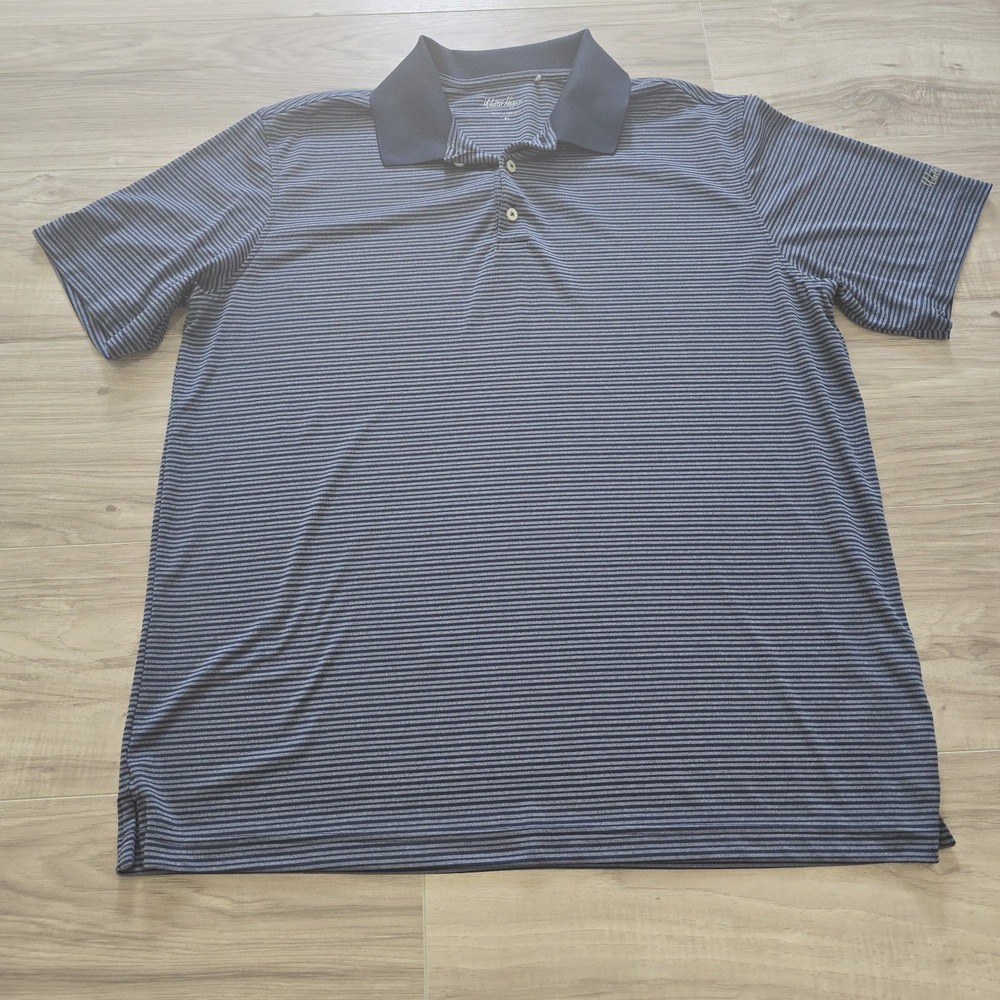 Walter Hagen Polo Shirt Mens XL Blue Striped Performance Golf Short Sleeve - Picture 1 of 9
